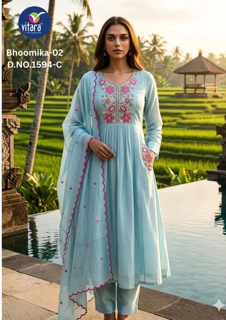 1594 A To D By Vitara Mul Chanderi Size Combo Kurtis Set Wholesale Shop In Surat
